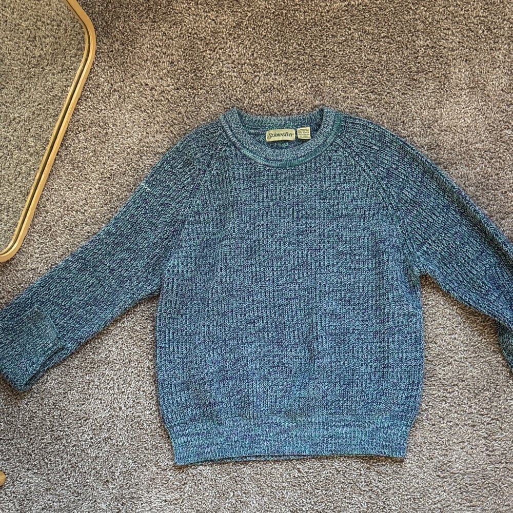 Vintage Lands' End Men's/Womens BlueTeal Crewneck Sweater